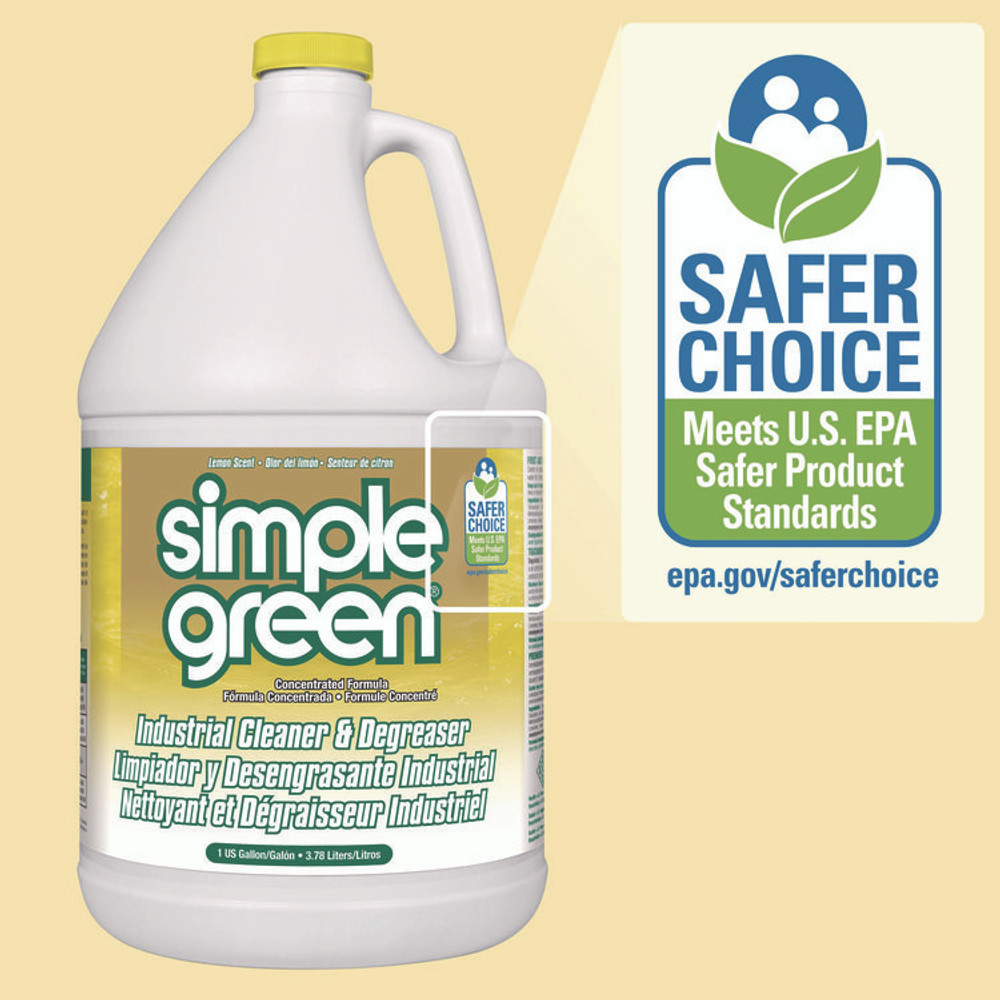SUNSHINE MAKERS, INC. Simple Green® 14010 Industrial Cleaner and Degreaser, Concentrated, Lemon, 1 gal Bottle, 6/Carton