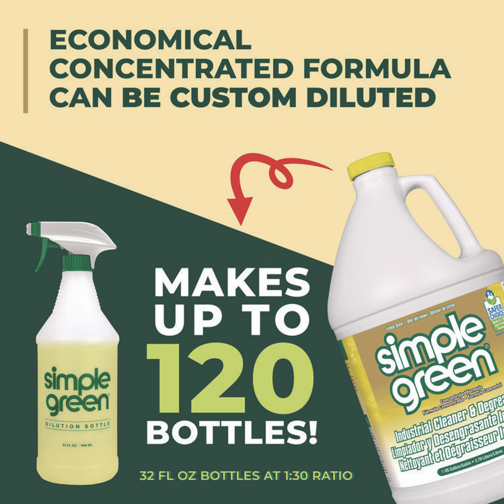 SUNSHINE MAKERS, INC. Simple Green® 14010 Industrial Cleaner and Degreaser, Concentrated, Lemon, 1 gal Bottle, 6/Carton