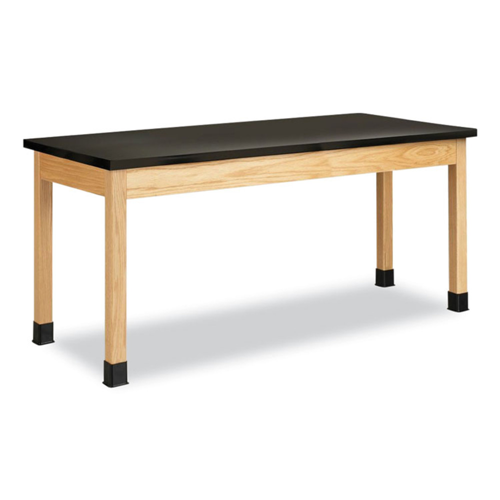 DIVERSIFIED WOODCRAFTS, INC. Spaces™ P7152BK30N Classroom Science Table, 72w x 30d x 30h, Black ChemGuard High Pressure Laminate (HPL) Top, Oak Base