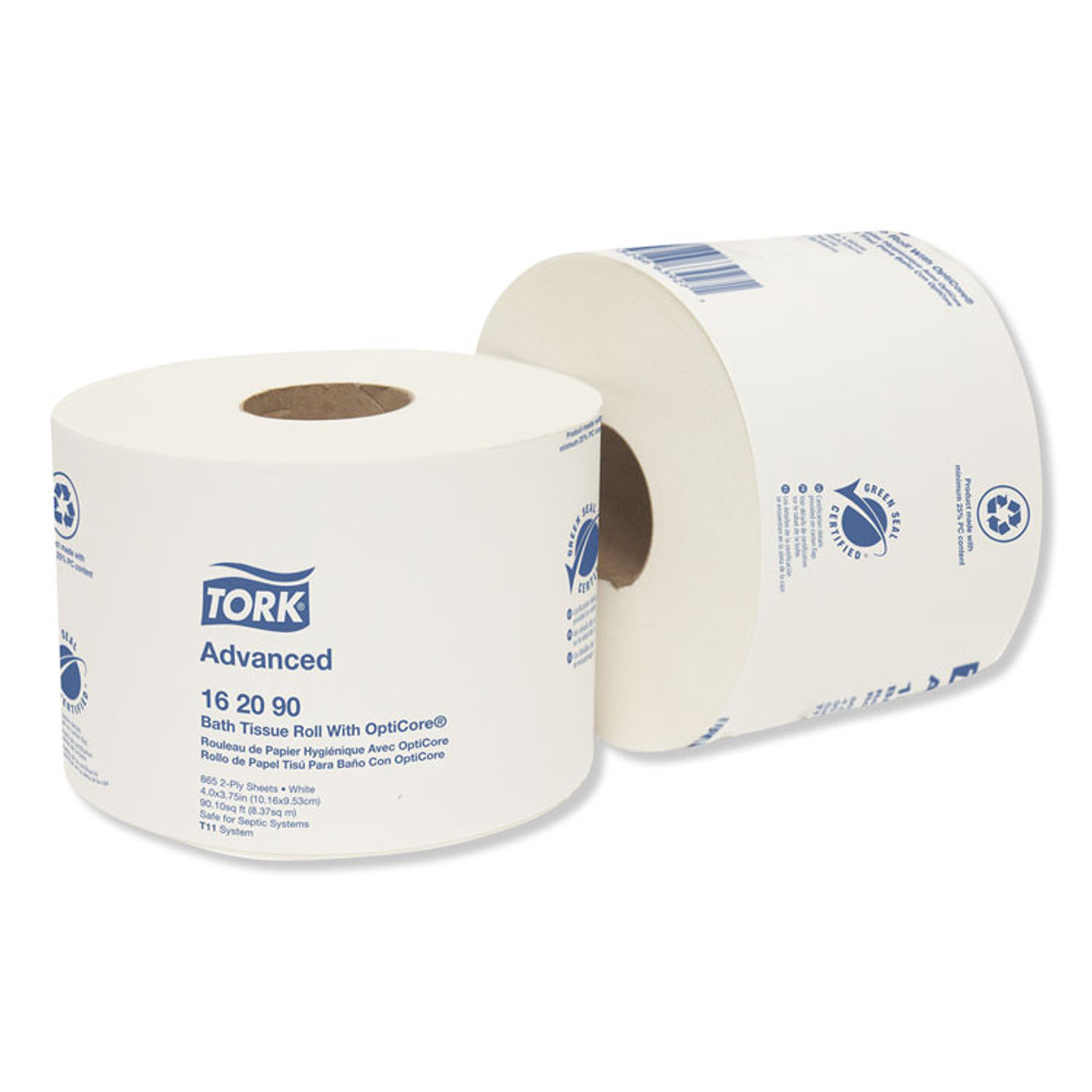 SCA TISSUE Tork® 162090 Advanced Bath Tissue Roll with OptiCore, Septic Safe, 2-Ply, White, 865 Sheets/Roll, 36 Rolls/Carton