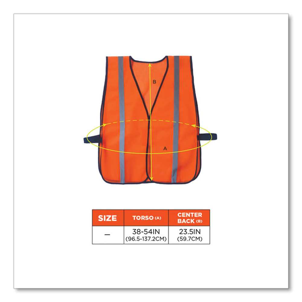 TENACIOUS HOLDINGS, INC. ergodyne® 20030 GloWear 8020HL Non-Certified Standard Vest, Polyester, One Size Fits Most, Orange