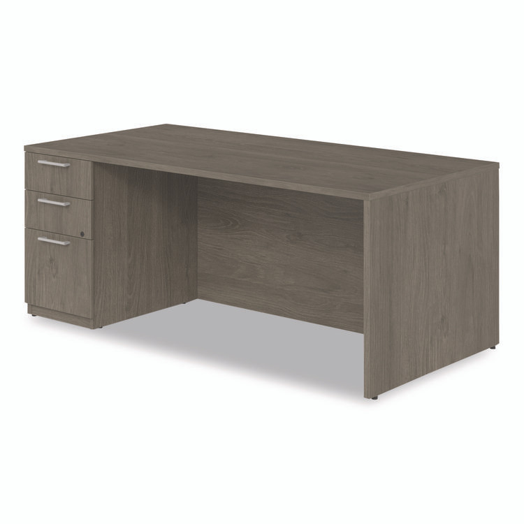 ALERA SVSPL7236WA Alera Seville Series Single Pedestal Desk, Left Pedestal, 72" x 36" x 29", Walnut