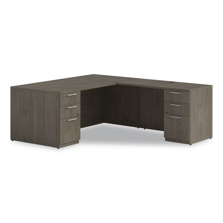 ALERA SVSPL7236WA Alera Seville Series Single Pedestal Desk, Left Pedestal, 72" x 36" x 29", Walnut
