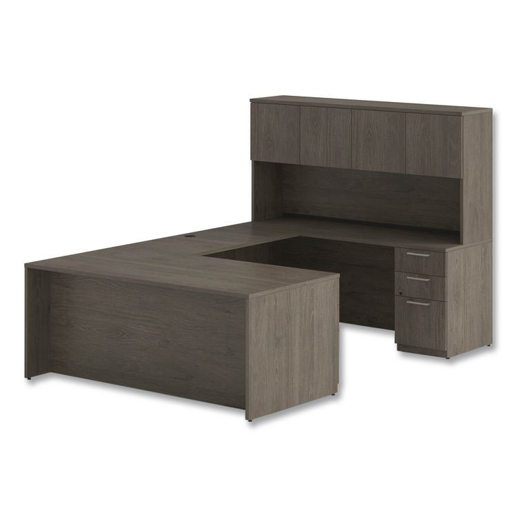 ALERA SVSPL7236WA Alera Seville Series Single Pedestal Desk, Left Pedestal, 72" x 36" x 29", Walnut