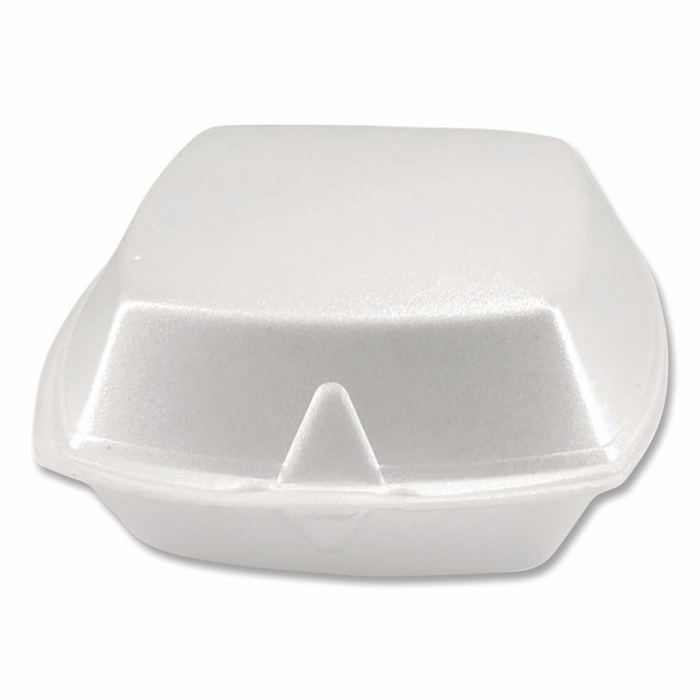 PLASTIFAR SA 12175 Foam Hinged Lid Containers, 6 x 6 x 3, White, Foam, 500/Carton