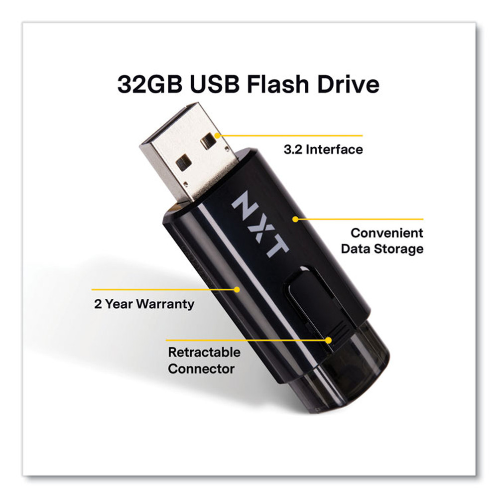 NXT TECHNOLOGIES 61121 USB 3.2 Type-A Flash Drive, 32 GB, Black