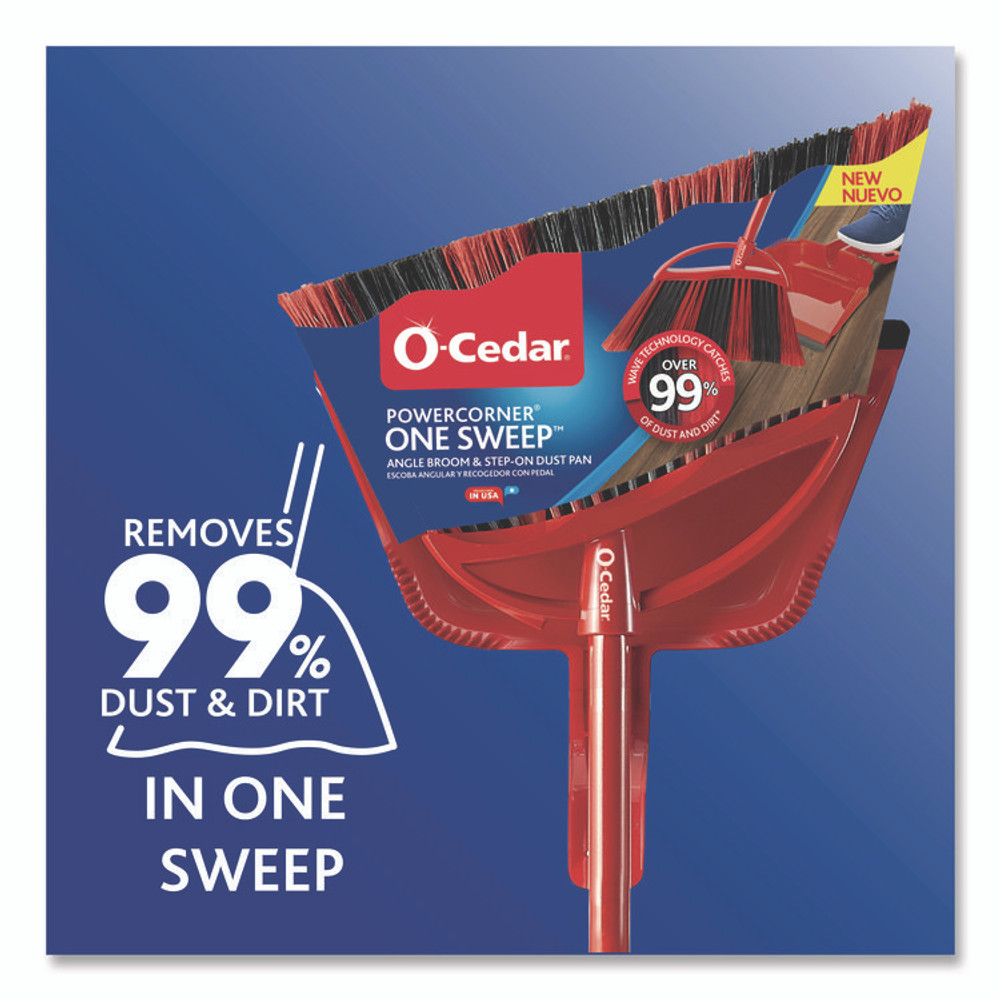FREUDENBERG HOUSEHOLD PRODUCTS O-Cedar® 172134EA One Sweep LG Broom with Dustpan, 57" Handle, Red/Black/Gray