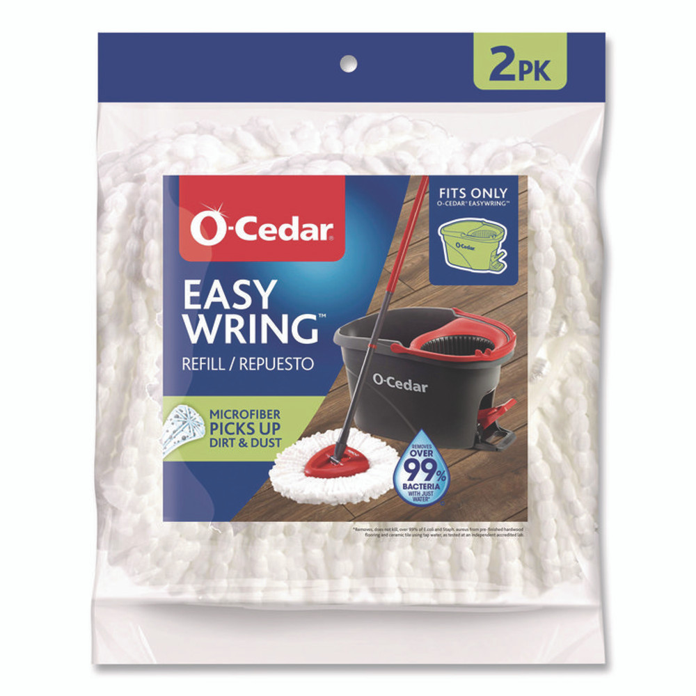 FREUDENBERG HOUSEHOLD PRODUCTS O-Cedar® 172385CT EZWring Spin Mop Refill, Patented Microfiber, Custom Size for EZ Wring Mop Systems, White, 2/Pack, 4 Packs/Carton