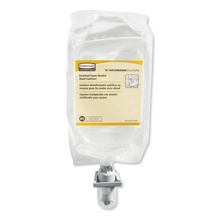 RUBBERMAID COMMERCIAL PROD. 2080802 AutoFoam Refill With Alcohol Foam Hand Sanitizer, Clear, 1,000 mL, Unscented, 4/Carton