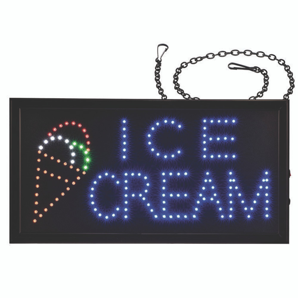 ALPINE INDUSTRIES ALP49713 LED Rectangular Ice Cream Sign, 19 x 10, Black Frame, Blue/Green/Orange/Red/White Graphics