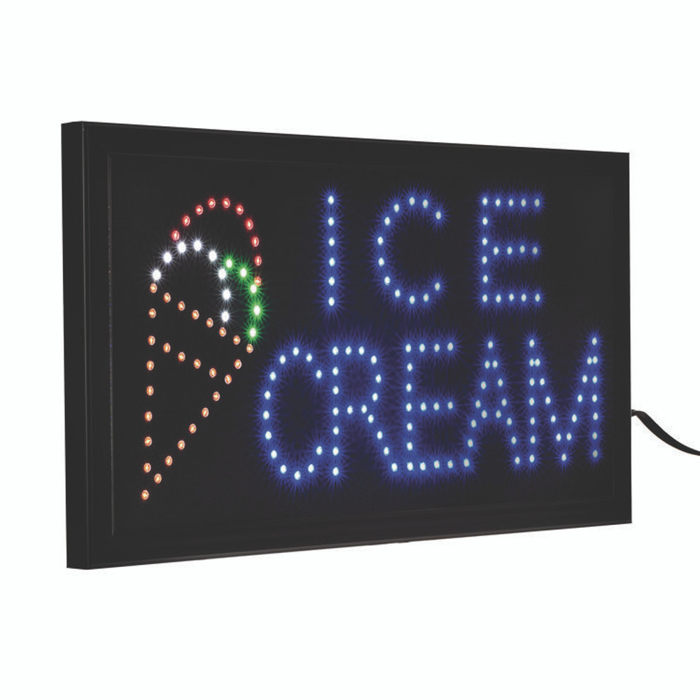 ALPINE INDUSTRIES ALP49713 LED Rectangular Ice Cream Sign, 19 x 10, Black Frame, Blue/Green/Orange/Red/White Graphics