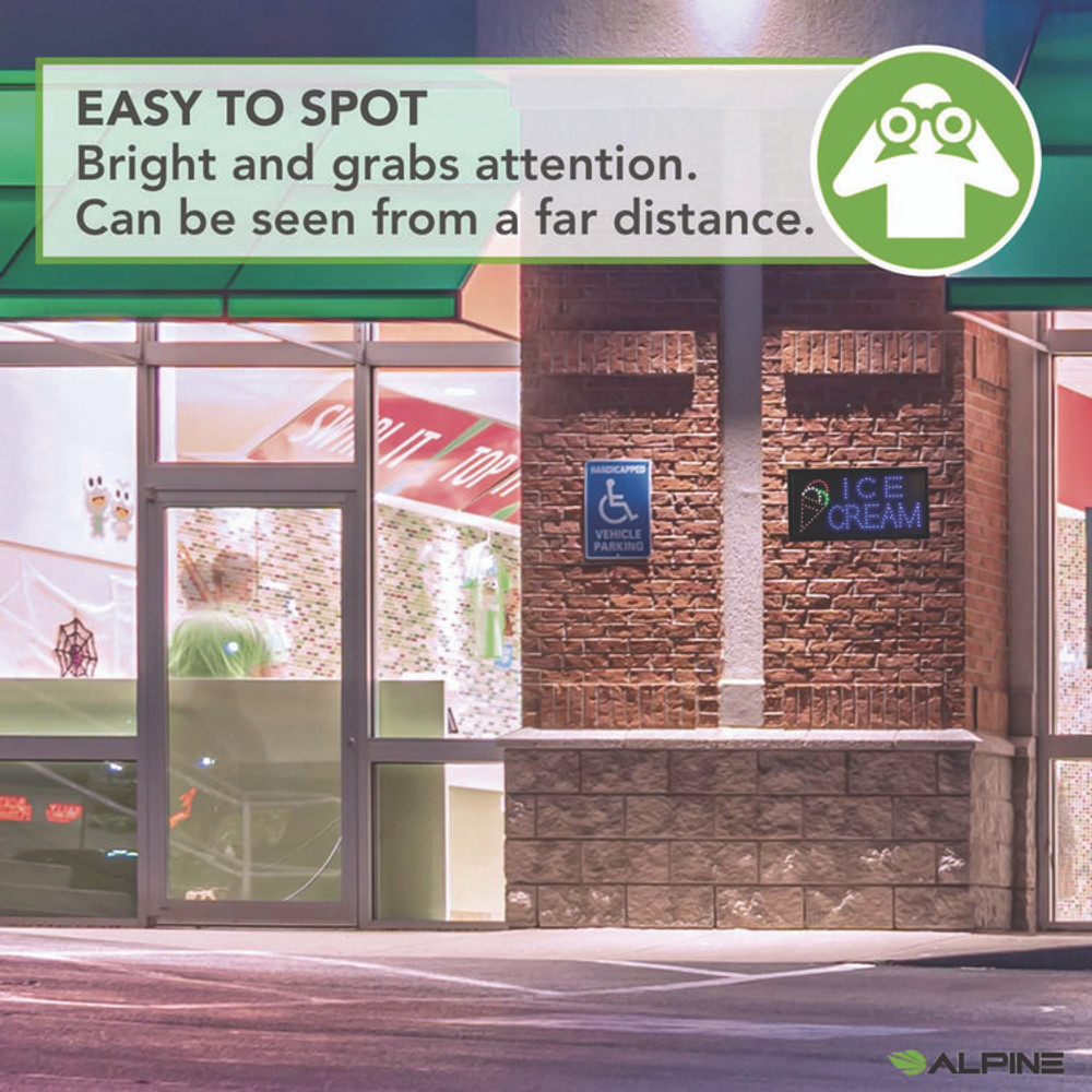 ALPINE INDUSTRIES ALP49713 LED Rectangular Ice Cream Sign, 19 x 10, Black Frame, Blue/Green/Orange/Red/White Graphics