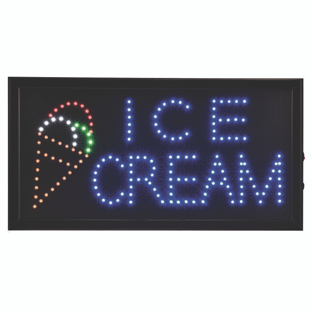 ALPINE INDUSTRIES ALP49713 LED Rectangular Ice Cream Sign, 19 x 10, Black Frame, Blue/Green/Orange/Red/White Graphics