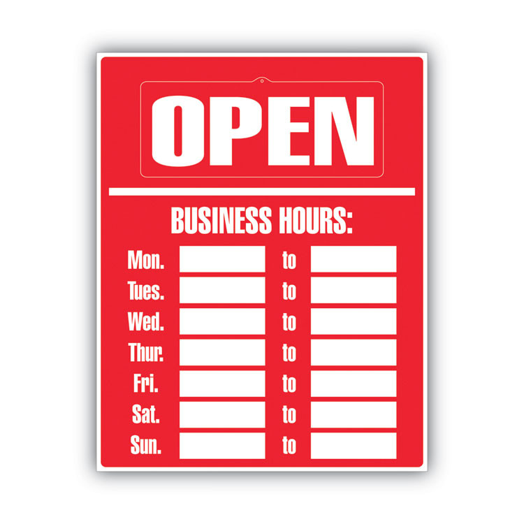 CONSOLIDATED STAMP COSCO 098072 Business Hours Sign Kit, 15 x 19, Red