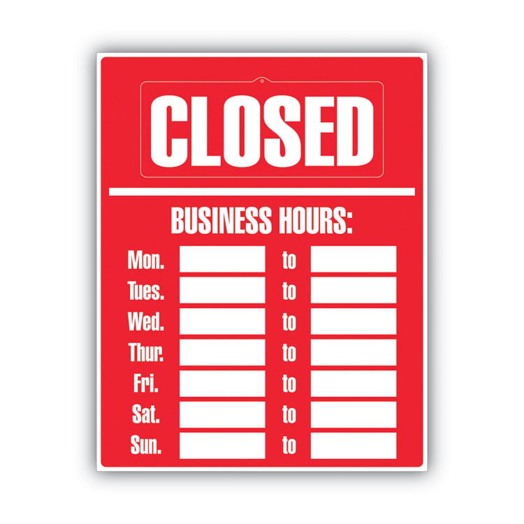 CONSOLIDATED STAMP COSCO 098072 Business Hours Sign Kit, 15 x 19, Red