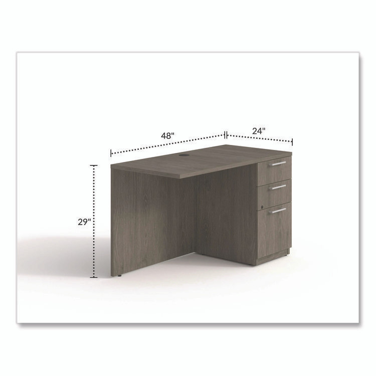 ALERA SVRRP4824WA Alera Seville Series Desk Return with Pedestal, Right, 48" x 24" x 29", Walnut