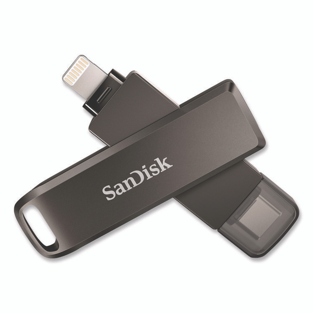 SANDISK CORPORATION IX70N128GAG6 Dual Phone USB 3.2 Type-C/Lightning Flash Drive, 128 GB, Black