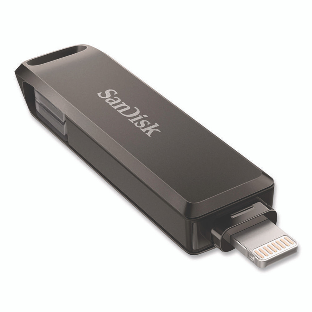 SANDISK CORPORATION IX70N128GAG6 Dual Phone USB 3.2 Type-C/Lightning Flash Drive, 128 GB, Black