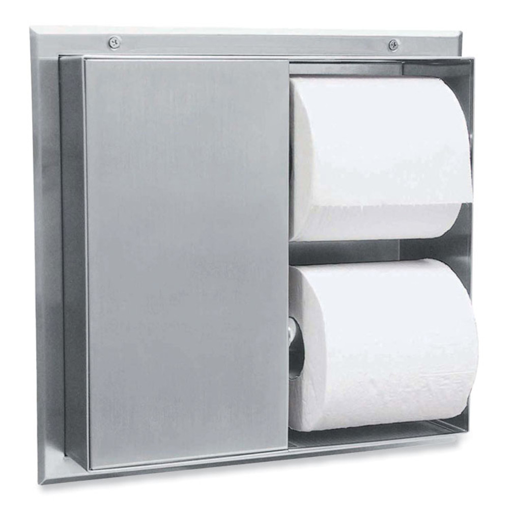 BOBRICK WASHROOM 386 Partition-Mounted Multi-Roll Toilet Tissue Dispenser, 13.25 x 4 x 12.56, Stainless Steel