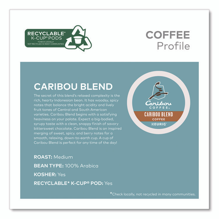 KEURIG DR PEPPER Caribou Coffee® 2124056 Caribou Blend Coffee K-Cups, 0.4 oz, 44/Box