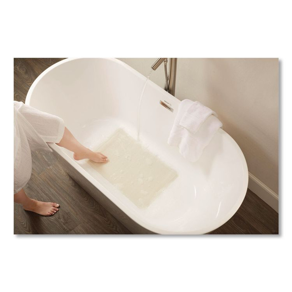 RUBBERMAID COMMERCIAL PROD. 1982724 Safti-Grip Bath Mats, White Textured Surface, Suction-Cup Backing, 14" x 22.5", 12/Carton