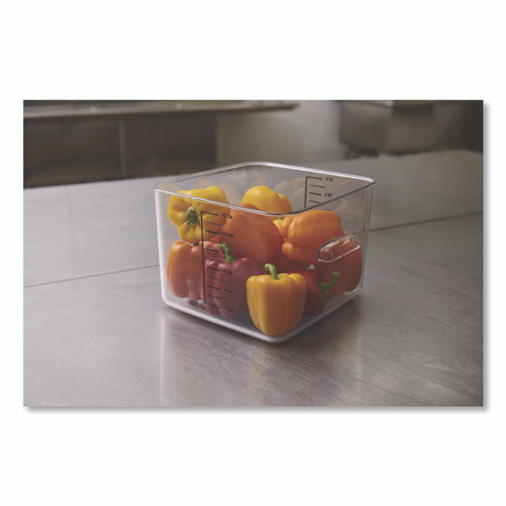RUBBERMAID COMMERCIAL PROD. FG631200CLR Square Storage Container, 12 qt, 10.5 x 11.31 x 7.75, Clear, Plastic