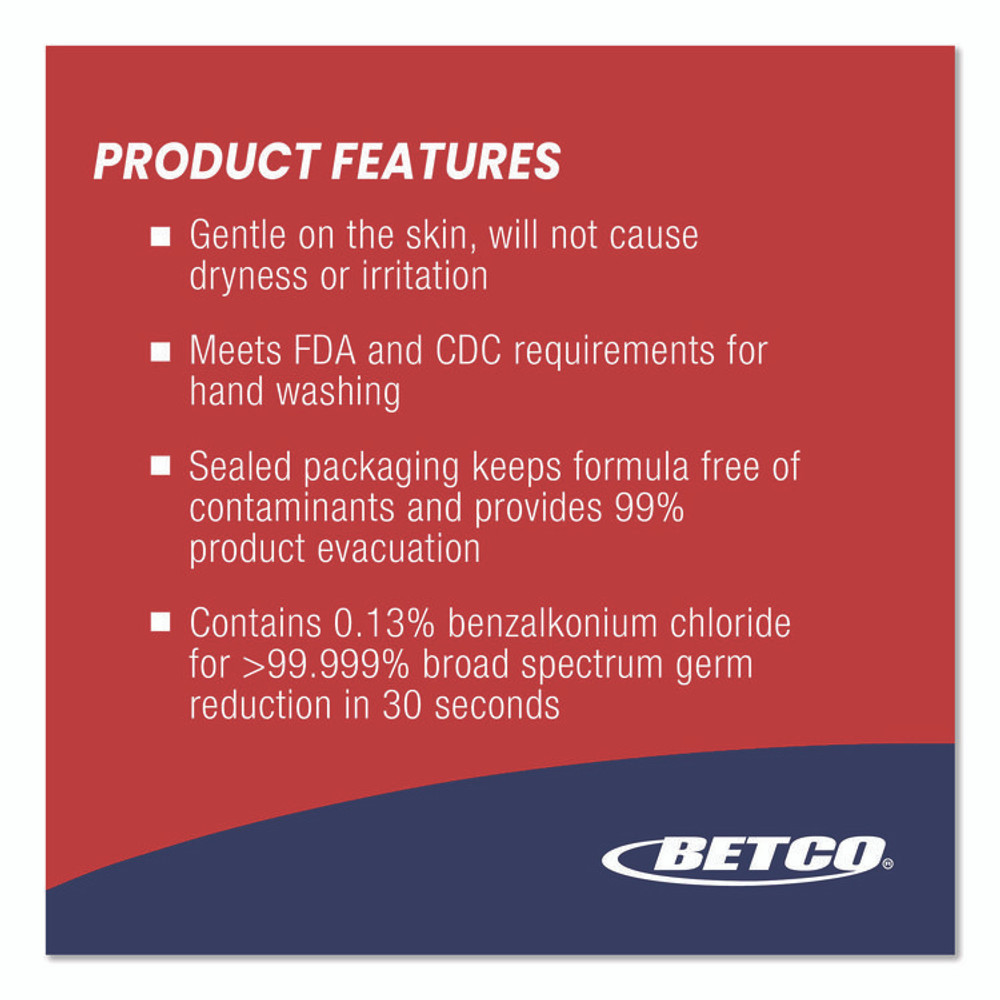 BETCO CORPORATION 759E900 UltraBlue Antibacterial Foaming Skin Cleanser, Fragrance-Free, 500 mL Bottle, 12/Carton