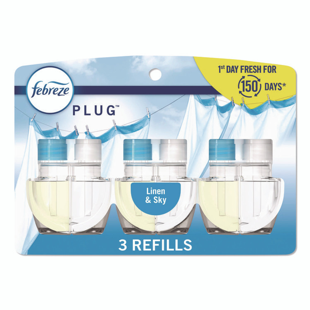 PROCTER & GAMBLE Febreze® 13846 PLUG Air Freshener Refills, Linen and Sky, 2.63 oz, 3/Pack, 6 Packs/Carton
