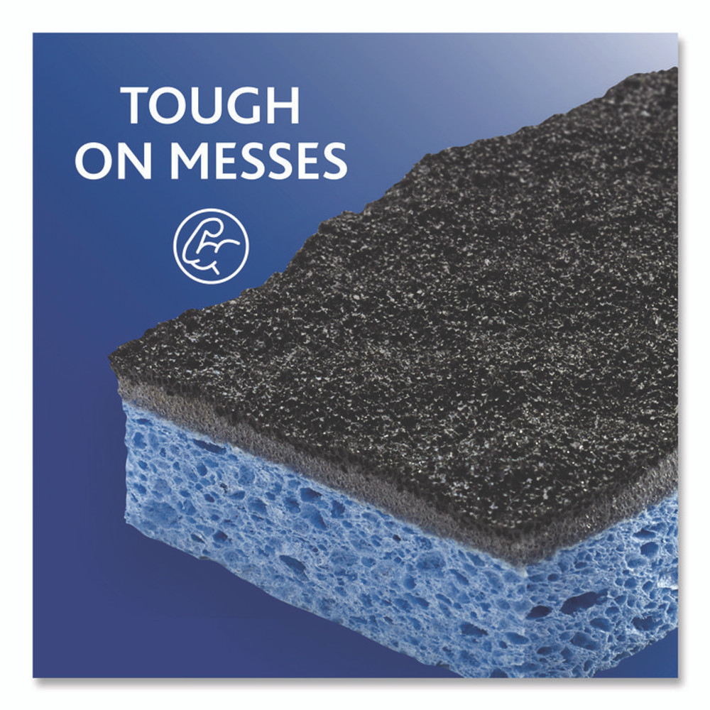 FREUDENBERG HOUSEHOLD PRODUCTS O-Cedar® 148377PK Scrunge Heavy-Duty Sponge, 2.63" x 4.25", 1" Thick, Black/Blue, 2/Pack
