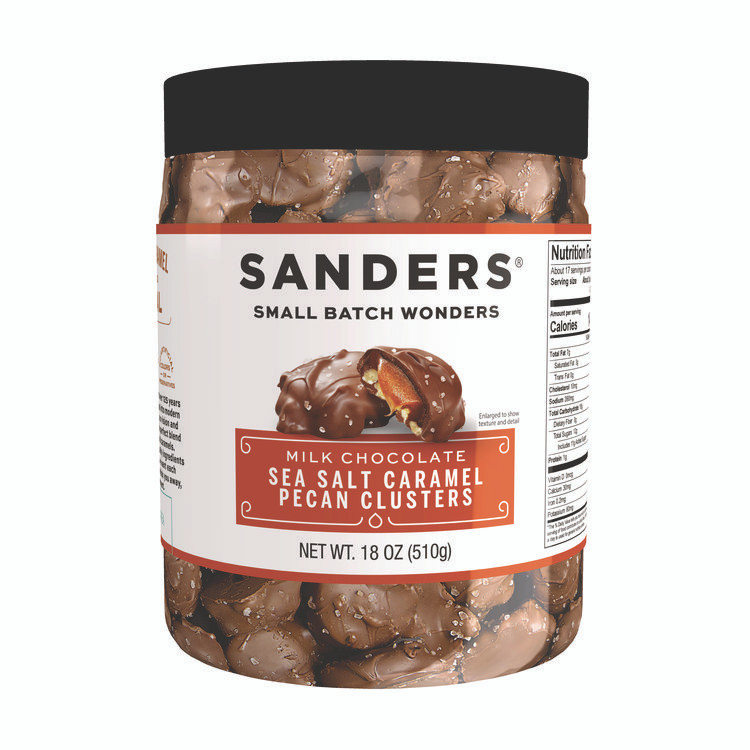 MORLEY CANDY MAKERS INC Sanders® MRY30971 Small Batch wonders Sea Salt Caramel Pecan Clusters, 18 oz Tub