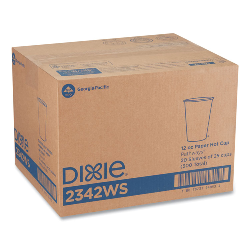 GEORGIA PACIFIC Dixie® 2342WSPK Pathways Paper Hot Cups, 12 oz, White/Brown, 25/Pack