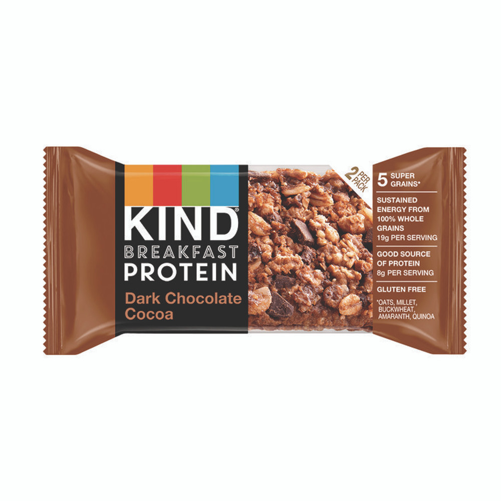 KIND LLC PHW41936 Breakfast Protein Bars, Dark Chocolate Cocoa, 1.76 oz Two-Bar Packs, 6/Box