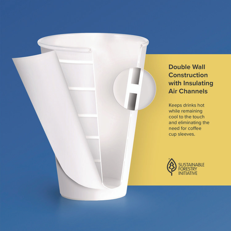 DART SOLO® DWTG12W Thermoguard Insulated Paper Hot Cups, 12 oz, White Sustainable Forest Design, 600/Carton