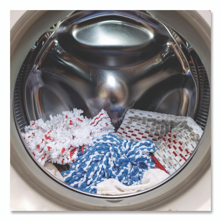 FREUDENBERG HOUSEHOLD PRODUCTS O-Cedar® 148473EA EZWring Spin Mop System, White Microfiber Head, Up to 51" Adjustable Red/Gray Plastic Handle