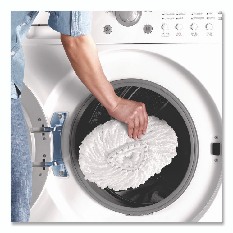 FREUDENBERG HOUSEHOLD PRODUCTS O-Cedar® 148473EA EZWring Spin Mop System, White Microfiber Head, Up to 51" Adjustable Red/Gray Plastic Handle