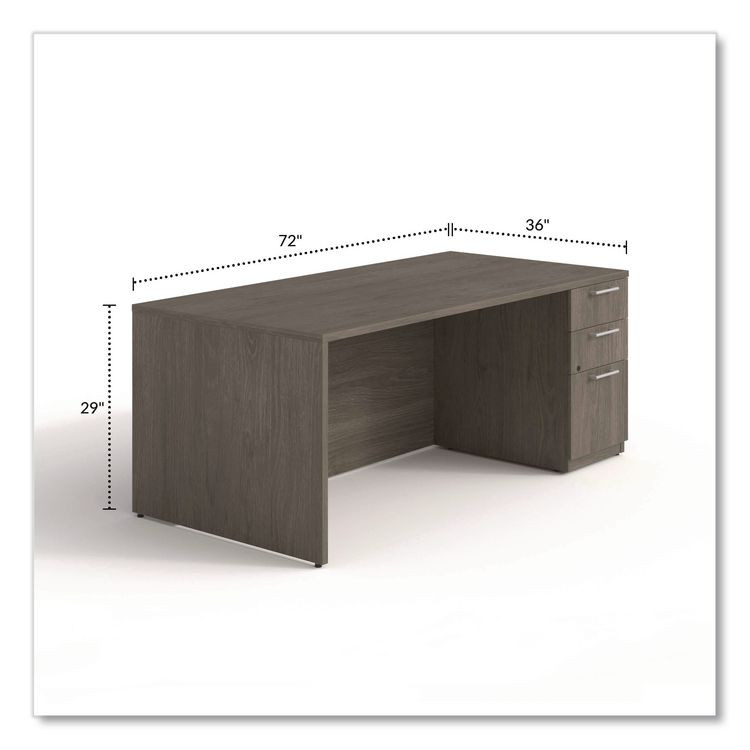 ALERA SVSPR7236WA Alera Seville Series Single Pedestal Desk, Right Pedestal, 72" x 36" x 29", Walnut