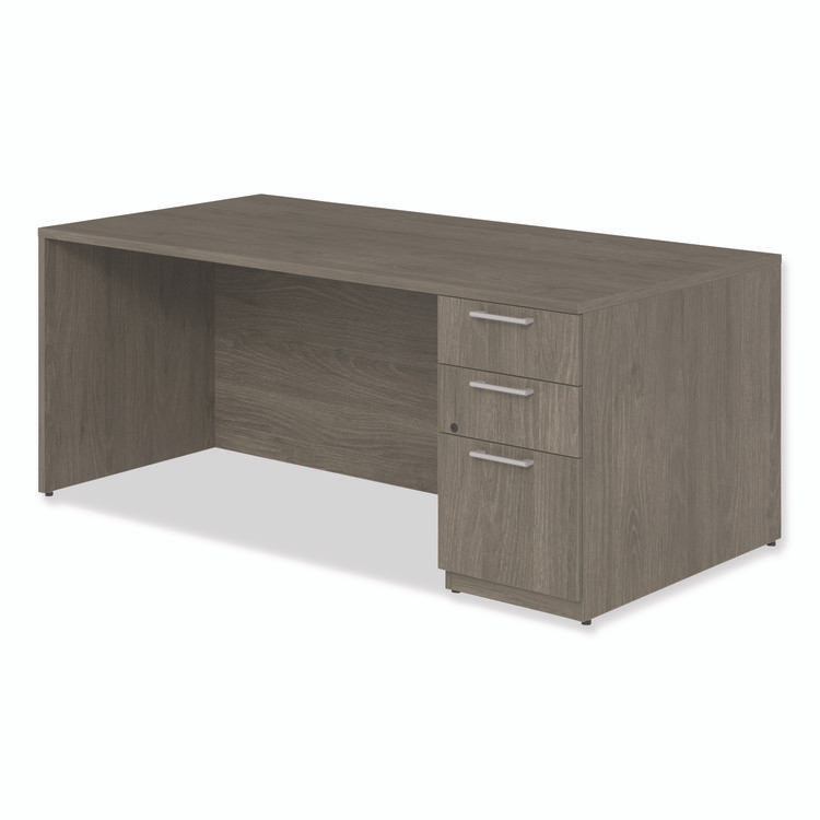 ALERA SVSPR7236WA Alera Seville Series Single Pedestal Desk, Right Pedestal, 72" x 36" x 29", Walnut