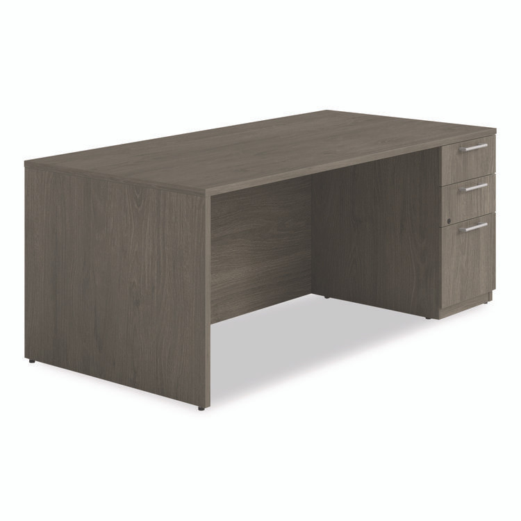 ALERA SVSPR7236WA Alera Seville Series Single Pedestal Desk, Right Pedestal, 72" x 36" x 29", Walnut