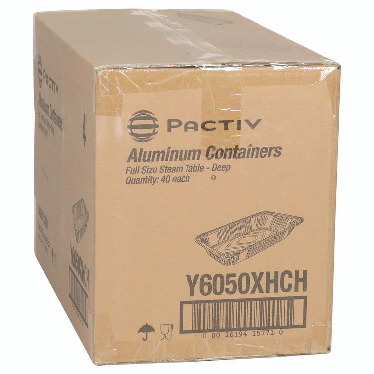 PACTIV EVERGREEN CORPORATION Y6050XHCH Aluminum Steam Table Pan, Full-Size Deep Heavy Duty, 3.37" Deep, 19.6 x 11.6, 40/Carton