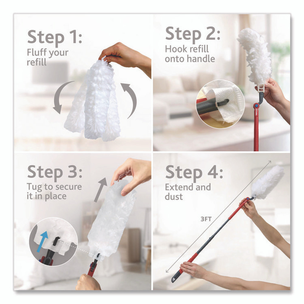 FREUDENBERG HOUSEHOLD PRODUCTS O-Cedar® 172172PK Flex and Catch Duster Heavy-Duty Refills, Polyester, White, 5/Pack