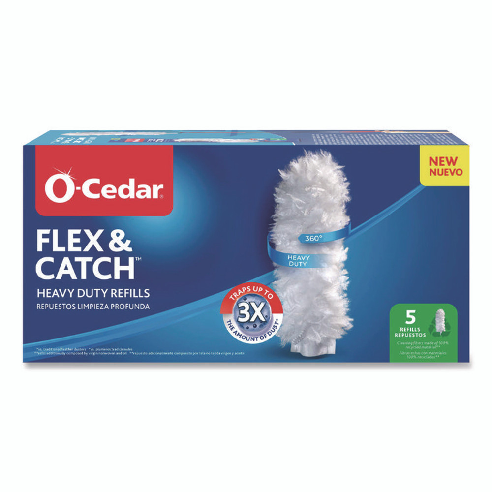 FREUDENBERG HOUSEHOLD PRODUCTS O-Cedar® 172172PK Flex and Catch Duster Heavy-Duty Refills, Polyester, White, 5/Pack