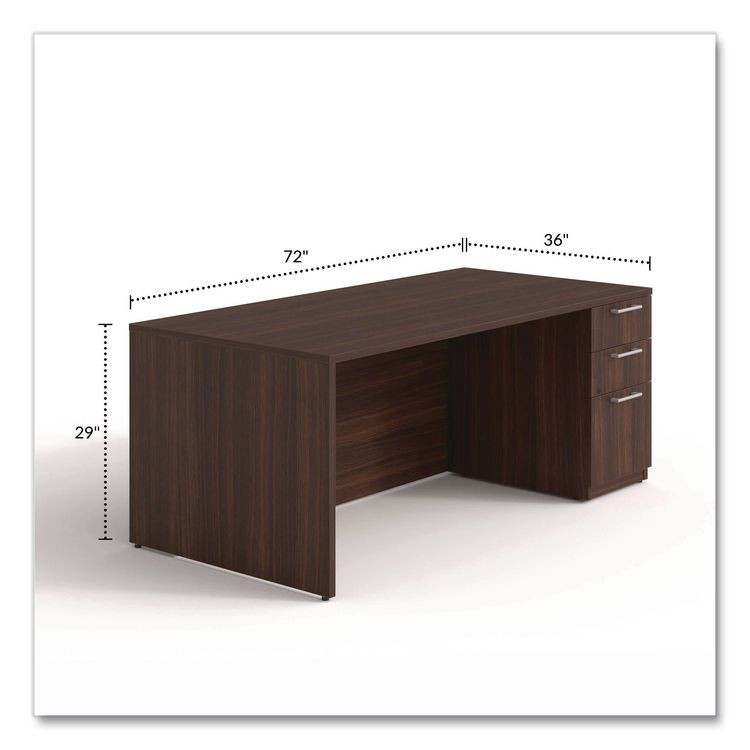 ALERA SVSPR7236MY Alera Seville Series Single Pedestal Desk, Right Pedestal, 72" x 36" x 29", Mahogany