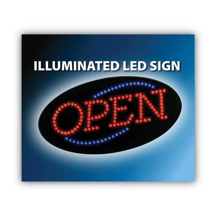CONSOLIDATED STAMP COSCO 098099 LED OPEN Sign, 10.5 x 20.13, Red and Blue Graphics