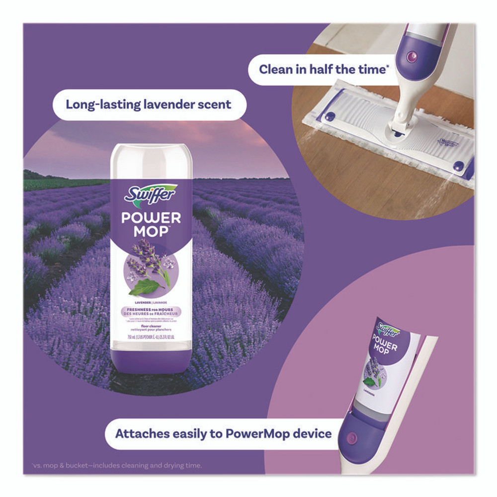 PROCTER & GAMBLE Swiffer® 09117EA PowerMop Cleaning Solution and Pads Refill Pack, Lavender, 25.3 oz Bottle and 5 Pads/Pack