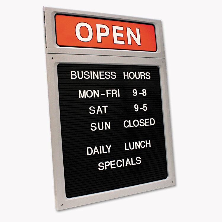 CONSOLIDATED STAMP COSCO 098221 Message/Business Hours Sign, 15 x 20.5, Black/Red