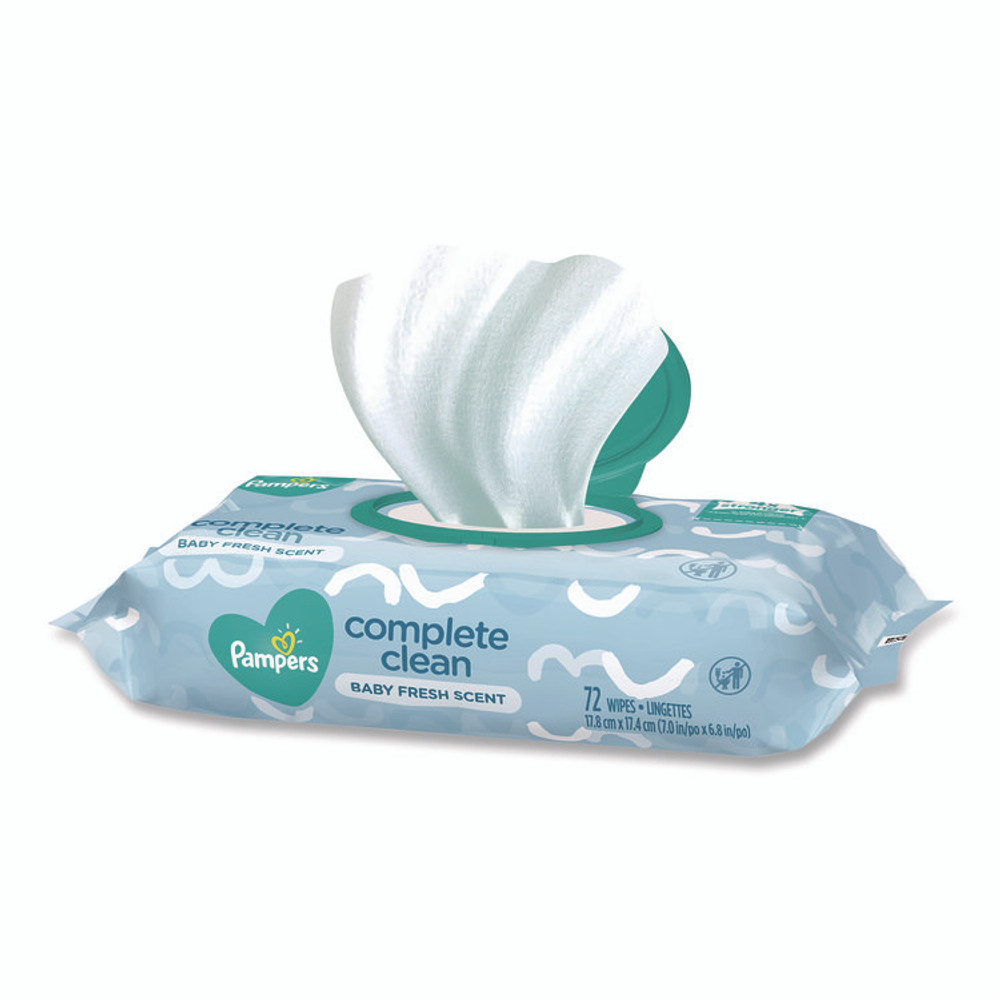 PROCTER & GAMBLE Pampers® 75536EA Complete Clean Baby Wipes, 1-Ply, 6.8 x 7, Baby Fresh, White, 72/Pack