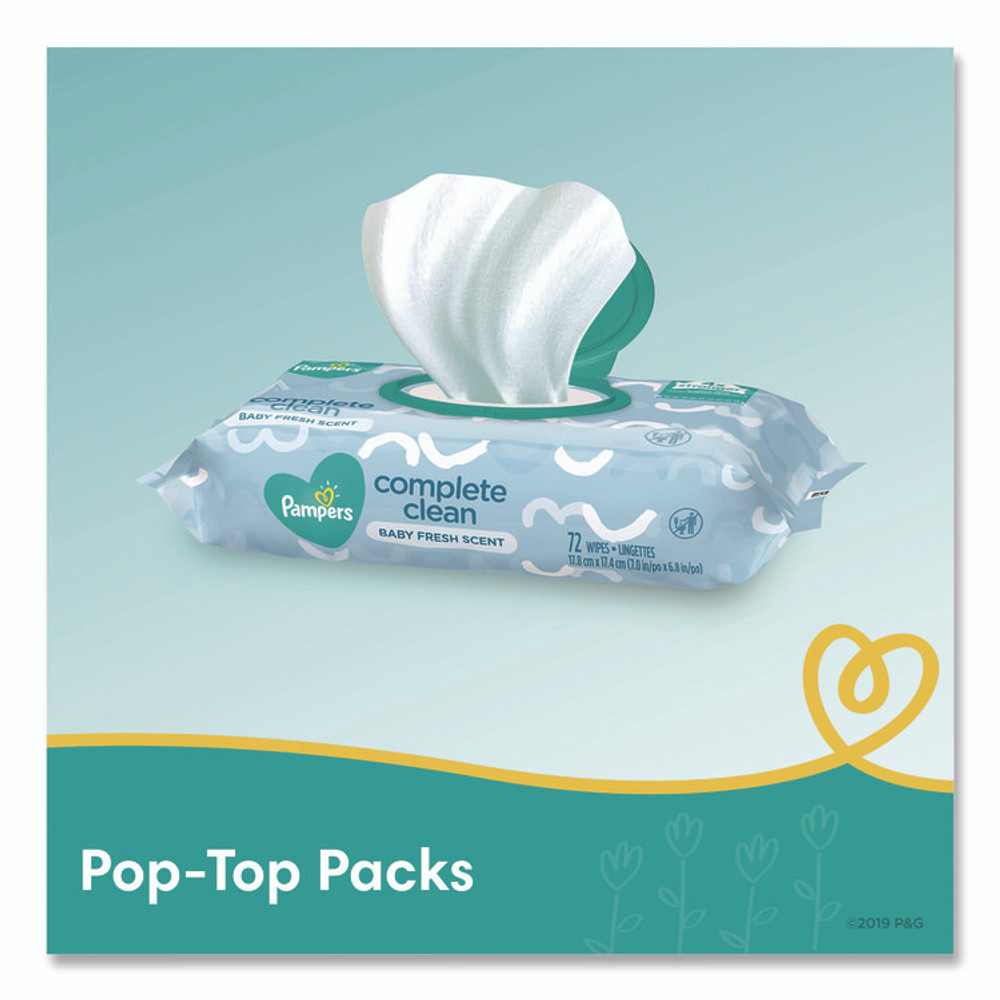 PROCTER & GAMBLE Pampers® 75536EA Complete Clean Baby Wipes, 1-Ply, 6.8 x 7, Baby Fresh, White, 72/Pack
