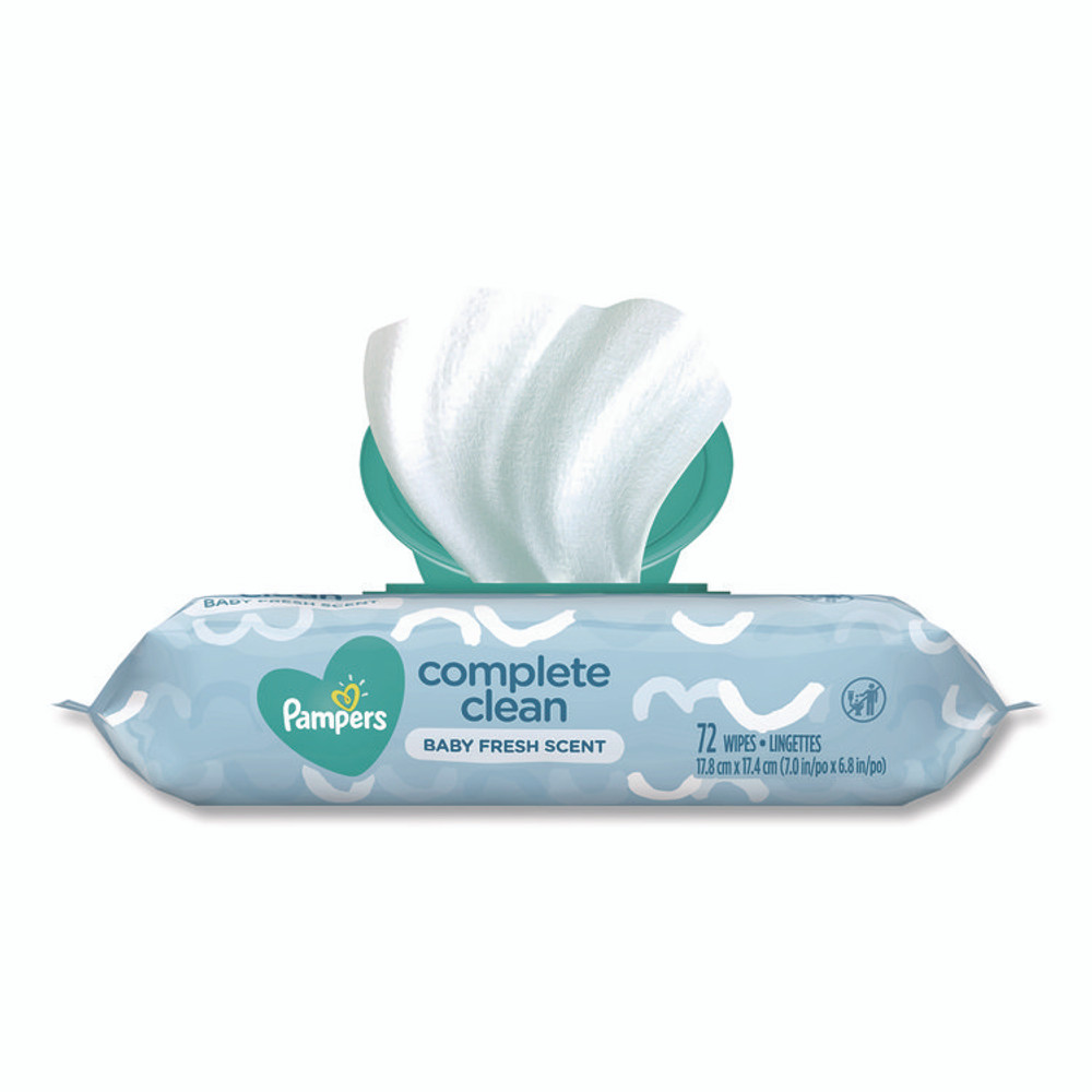 PROCTER & GAMBLE Pampers® 75536EA Complete Clean Baby Wipes, 1-Ply, 6.8 x 7, Baby Fresh, White, 72/Pack