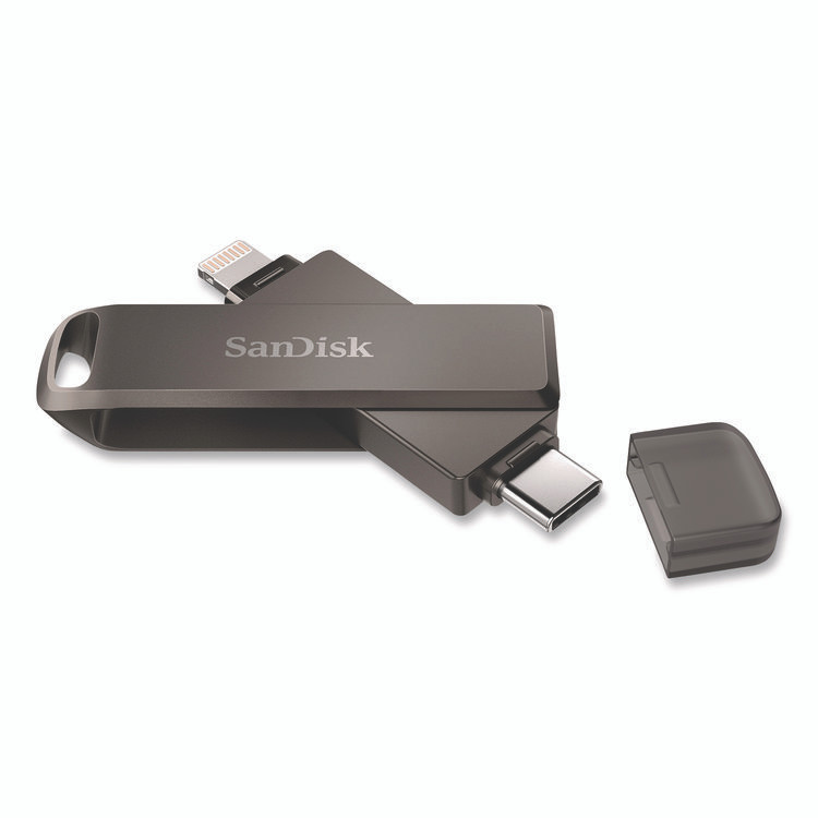 SANDISK CORPORATION IX70N256GAG6 Dual Phone USB 3.2 Type-C/Lightning Flash Drive, 256 GB, Black