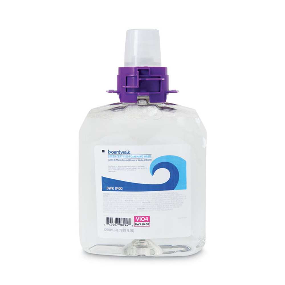 BOARDWALK 8400 Green Certified Foam Hand Soap, Unscented, 1,250 mL Refill, 4/Carton